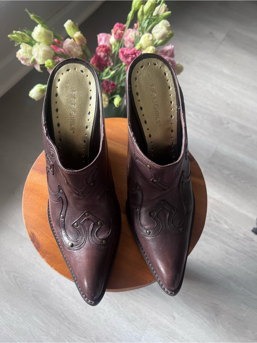 BCBGeneration Dark Brown Pointed Western Mule Boots